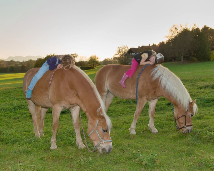 Kinder auf Pferden reitend